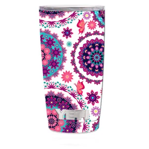 Skin Decal (5-piece kit) for Yeti 20 oz Rambler Tumbler Cup / Flowers Paisley - Picture 1 of 1