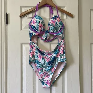 Traje de baño Shade & Shore de una pieza 36B multicolor SHO-0041 elevador ligero recortado nuevo con etiquetas - Imagen 1 de 12