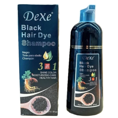 Champú tinte cabello negro Dexe, champú color cabello 3 en 1 color negro (400 ml) Foto 1 de 4