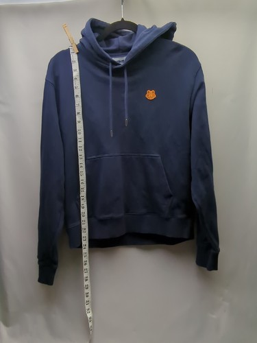 Kenzo Felpa con Cappuccio Uomo Piccola Blu Navy Arancione Piccola Logo Tigre con Patch Tag Kenzo S