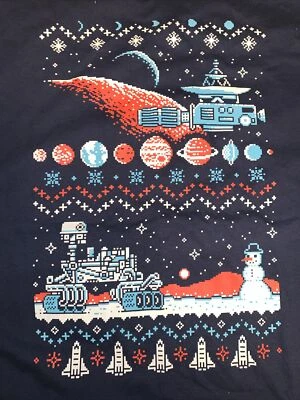 Christmas Video Game 8 Bit Graphic T-Shirt Size 3XL Rover Planets Snowman Pixel - Image 1 of 4