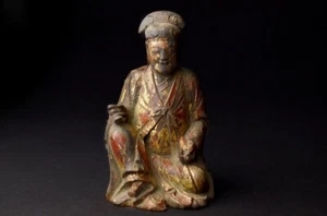 Rare Chinese Gilt Lacquer Wood Carved Buddha Figure Probably Ming Dynasty. - Picture 1 of 7