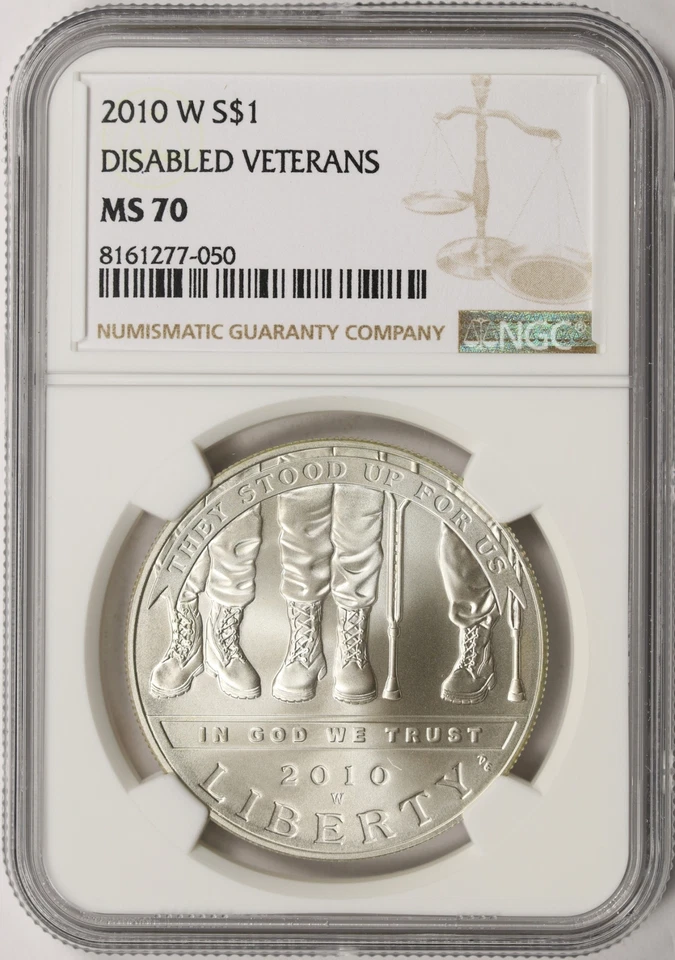 2010-W $1 Disabled Veterans Commemorative Silver Dollar NGC MS70 - Image 1 of 4