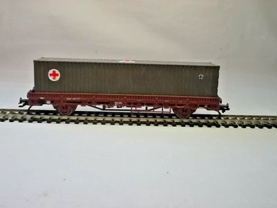 Roco Kibri Bundeswehr HO Container "Sanitäter" Transport auf Niederbod Wagen AC - Bild 1 von 4
