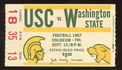 USC Trojans 9/15/1967 Football Ticket Stub O.J. Simpson NCAA Debut VERY RARE! - Image 1 of 2