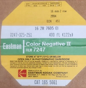Kodak Eastman 7247 Color Negative II 16mm 400' Film 16MM 2 Row ECN 451 - SEALED - Picture 1 of 5