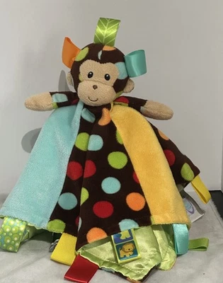 Manta de seguridad Taggies Monkey lunares polar verde satinado Lovey Foto 1 de 3