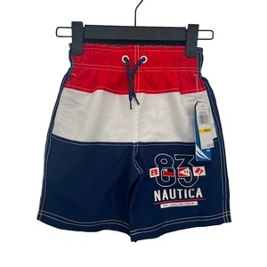 NWT Nautica Boys' Boardshorts Swim Trunks Multicolor Size 5 UV Protection - AC - Picture 1 of 13