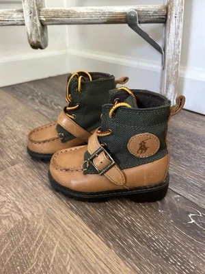 Botas de cuero verde tostado Polo Ralph Lauren Ranger Hi II talla 5 para niños pequeños Foto 1 de 4