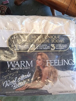 *Vintage  *New * Warm Feelings Woven Blanket  *Wool Made Better  - Image 1 of 4