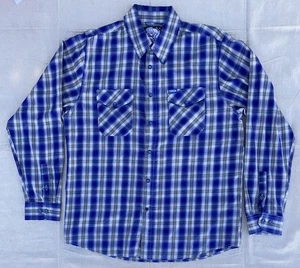 Dixxon Flannel Co. "Venedig" blau kariert Perlen Druckknopf Bambus Langarm Herren L - Bild 1 von 15