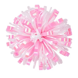 12 Pack 4 Inch Metallic Gift Bow - Pink & White Cheerleading Pom P... - Picture 1 of 8