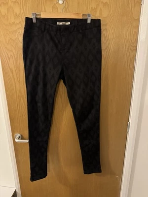 Women’s Dorothy Perkins Black Patterned Skinny Jeans UK Size 14R - Image 1 of 4