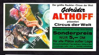 Zirkus GEBRÜDER ALTHOFF Sonderpreis-Ticket * Original 70s - Bild 1 von 2