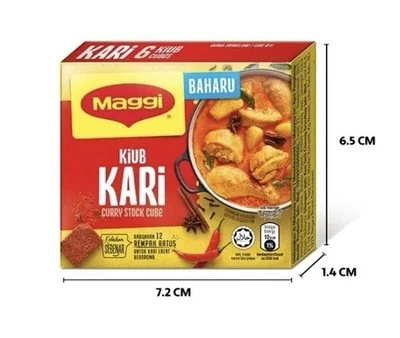 Cubo de stock de curry Maggi 60 g/Kiub Kari Maggi (6 cubos x 4 paquetes) envío de comida halal EE. UU. Foto 1 de 4