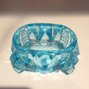 Vintage Aqua Blue Glass Oval Open Salt Cellar - Picture 1 of 8