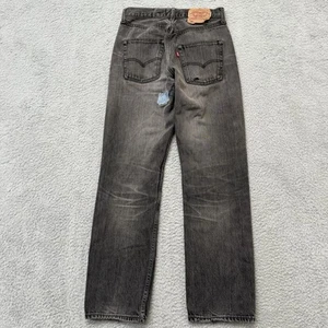Jeans para hombre Levi's 501 28x30 negros muy descoloridos vintage desgastados reparaciones usados - Imagen 1 de 20