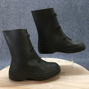 KCA Waterproof Rain Boots Mens 7 Black Rubber Pull On Mid Calf Round Toe Button