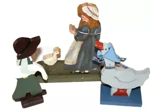 3 LOT VINTAGE 1980s HANDCRAFTED WOOD DÉCOR FARMGIRL FARMBOY DUCKS STURDY - Picture 1 of 7