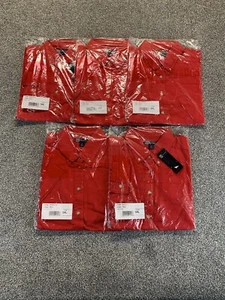 Blue Generation Shirt Womens Small Red Button Up Short Sleeve Work Wear Lot of 5 - Picture 1 of 10