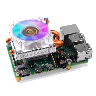 Low-Profile Ice Tower Cooling Fan Metal Case RGB LED Light for Raspberry Pi 4 B - Image 1 of 4