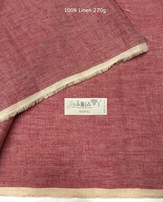 Tela de traje de lino puro SOLBIATI roja crema espiga verano 3,70 metros Foto 1 de 4