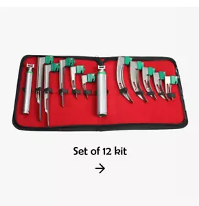 12-Piece Fiber Optic Laryngoscope Kit – Mac & Miller Blades with 2 Handles & bag - Picture 1 of 2