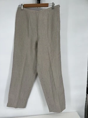 Kate Hill for Lord & Taylor Women's Pants Size 10 Tan Ankle Stripe Lightweight - Image 1 of 4