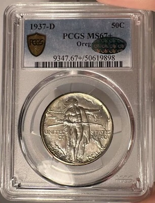 1937-D 50c PCGS MS 67+ CAC Oregon Commemorative Half Dollar - Image 1 of 4