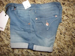 NEW Hudson Youth Girls Blue Denim Jean Roll Cuff Stretch Shorts Size 14 - Picture 1 of 5