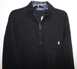 Suéter Polo Ralph Lauren Grande Alto Para Hombres Negro 1/2 Cremallera Algodón Nuevo con Etiquetas Talla 1XB - Imagen 1 de 4