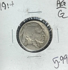 1914 BUFFALO NICKEL ~ AG/G ~NICE COIN~ - Picture 1 of 2