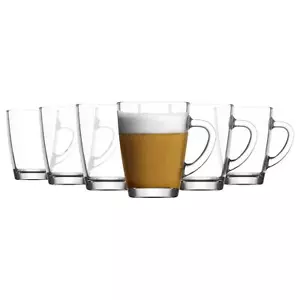 6x LAV Vega Glass Coffee Mugs Large Reusable Tea Latte Cappuccino Cup Set 300ml - Picture 1 of 7