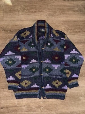 Cárdigan para hombre Lost Horizons 100 % lana del Himalaya tejido a mano en Nepal talla grande Foto 1 de 4