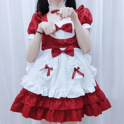 Japanese Lolita Anime Sweet Headwear Maid Costume Uniform Cosplay Aprom Dress - Image 1 of 4