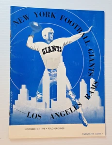 1948 11/14 Los Angeles Rams vs. NY Giants Football Program Polo Grounds - Bild 1 von 2