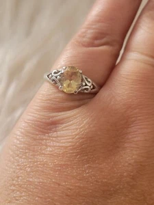 925 solid Sterling Silver & yellow topaz handmade ring size 5.5 - Picture 1 of 6