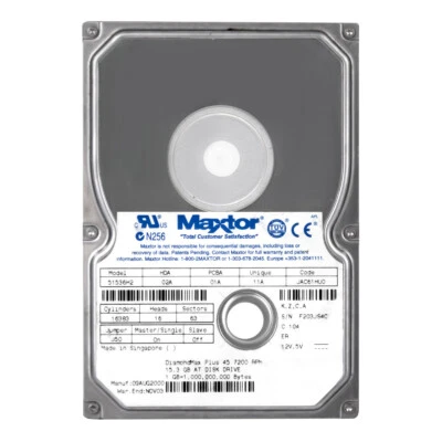 Maxtor Diamondmax Plus 45 15.3GB 7.2K 2MB Ata 3.5'' 51536H2 - Immagine 1 di 3