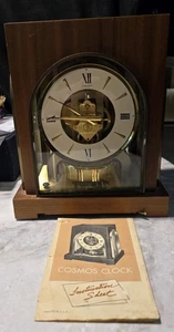 SWISS GRUEN COSMOS EWIGE UHR GLAS & NUSSBAUM GEHÄUSE FUNKTIONIERT & MIT ANLEITUNG - Bild 1 von 24