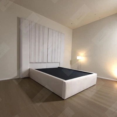 High Tall Headboard Bed SINGLE DOUBLE KING SUPER KING VELVET LEATHER BED - Image 1 of 3