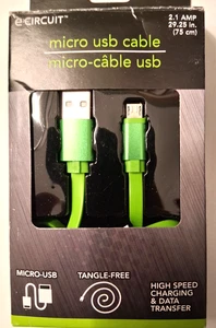NUEVO CABLE MICRO USB CIRCUITO ELECTRÓNICO 2.1 AMP 29.25 PULGADAS VERDE - Imagen 1 de 6