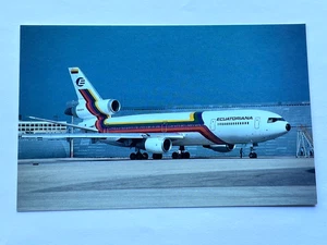 Aviation Airline Postcard ECUATORIANA MCDONNELL DOUGLAS DC-10 - Picture 1 of 3