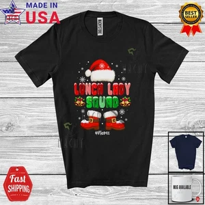 Custom Name Lunch Lady Squad; Awesome Christmas Santa Proud Jobs; Family T-Shirt - Picture 1 of 7