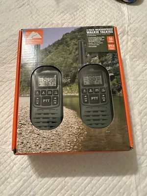Ozark Trail 2 Way Walkie Talkie IPX4 22 Channel Green 2 Pack Weatherproof - Image 1 of 4