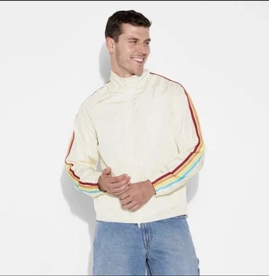 Pride Adult Long Sleeve Zip-Up Windbreaker Jacket - Ivory Large Foto 1 de 4