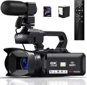 6K 64MP Camcorder Video Camera 18X Digital Zoom IR Night Vision 4.0 Inch Touch S - Picture 1 of 6