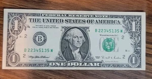 1995 W 1 $ USA ÄLTERE GELAUFENE BANKNOTE ( B 22345135 W ) SUPER ZUSTAND - Bild 1 von 4