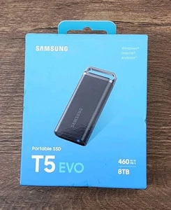 New Samsung T5 EVO 8TB Black USB 3.2 Gen 1 Portable External SSD MU-PH8T0S/AM - Picture 1 of 1