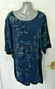 Vestido MADE IN ITALY Talla Única Azul Marino Floral Arrugado Paracaídas Lagenlook Bolsillo - Imagen 1 de 7