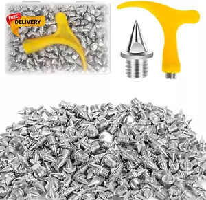 1/4 Inch Track Spikes, 220Pcs Stainless Steel Pyramid Shoe Spikes with Wrench fo - Picture 1 of 6